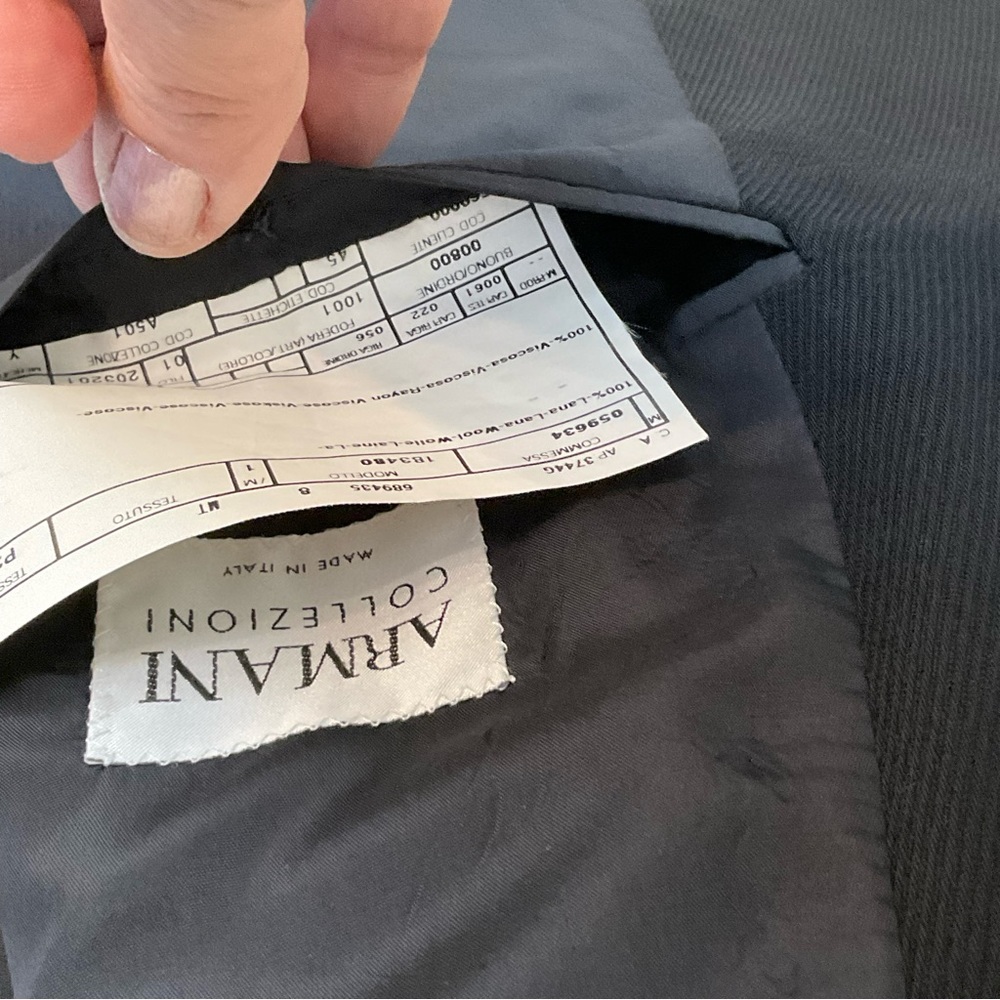 SOLD - Armani Collezioni Lama Wool Blazer, black, 44” chest, Excellent Condition - Picture 8 of 10